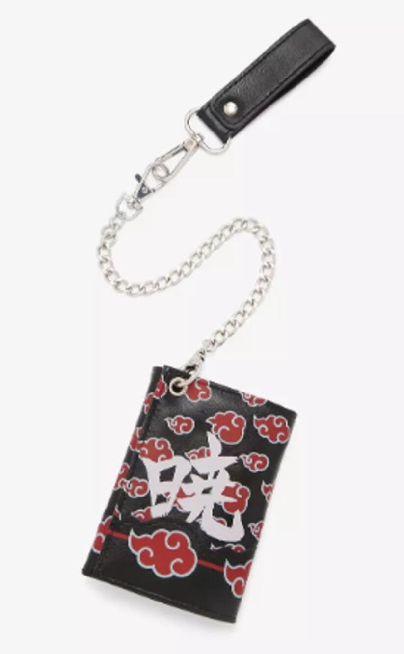 Hot Topic NWT Naruto Shippuden Akatsuki Trifold Wallet Detachable Chain Anime